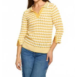 NEW FDJ polo 3/4 sleeve sweater in yellow stripe